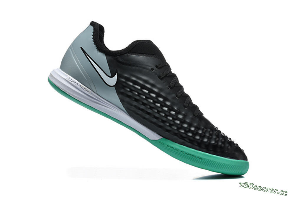 Men's Nike MagistaX Finale 2 IC Indoor & Futsal Low-Tops Football Shoes - Black/Aqua Green/Gray 7