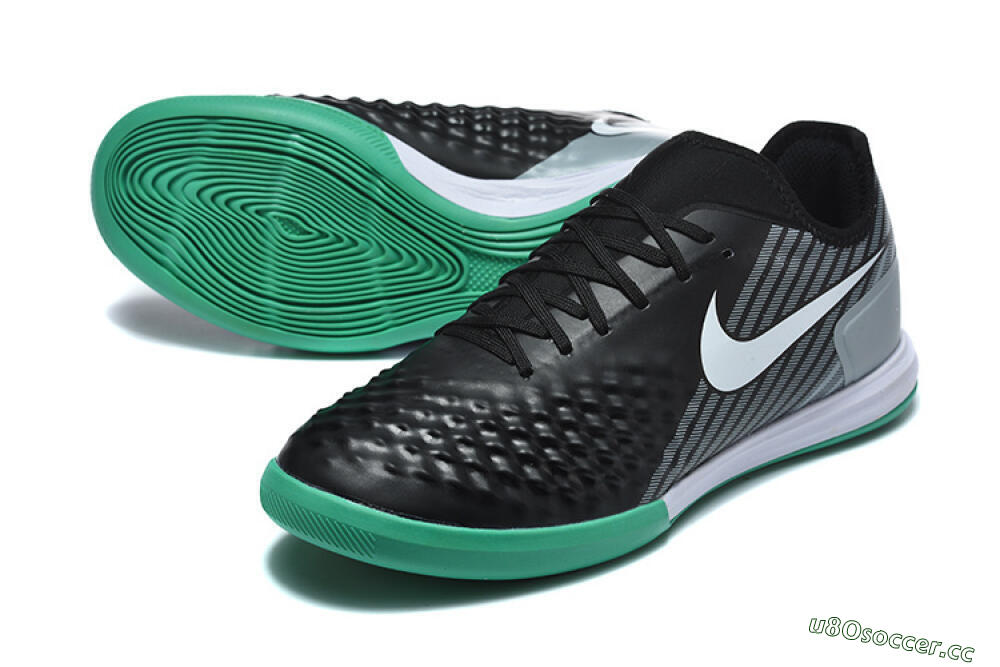 Men's Nike MagistaX Finale 2 IC Indoor & Futsal Low-Tops Football Shoes - Black/Aqua Green/Gray 3