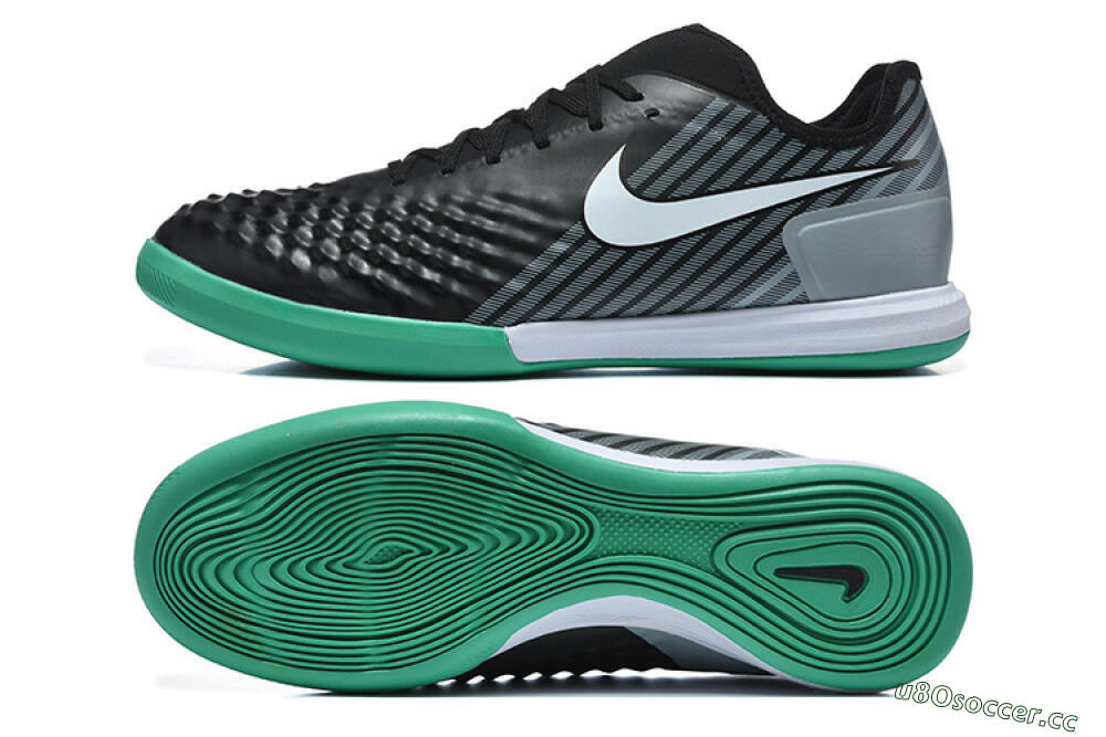 Men's Nike MagistaX Finale 2 IC Indoor & Futsal Low-Tops Football Shoes - Black/Aqua Green/Gray 1