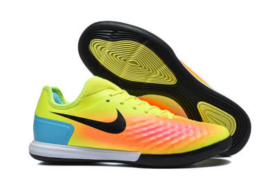 Men's Nike MagistaX Finale 2 IC Indoor & Futsal Low-Tops Football Shoes - Yellow/Neon Green/Fiery Orange