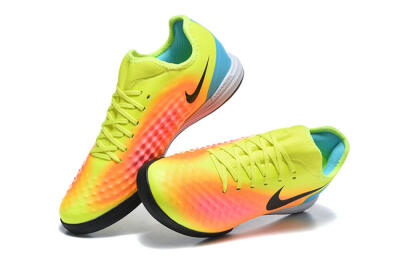 Men's Nike MagistaX Finale 2 IC Indoor & Futsal Low-Tops Football Shoes - Yellow/Neon Green/Fiery Orange