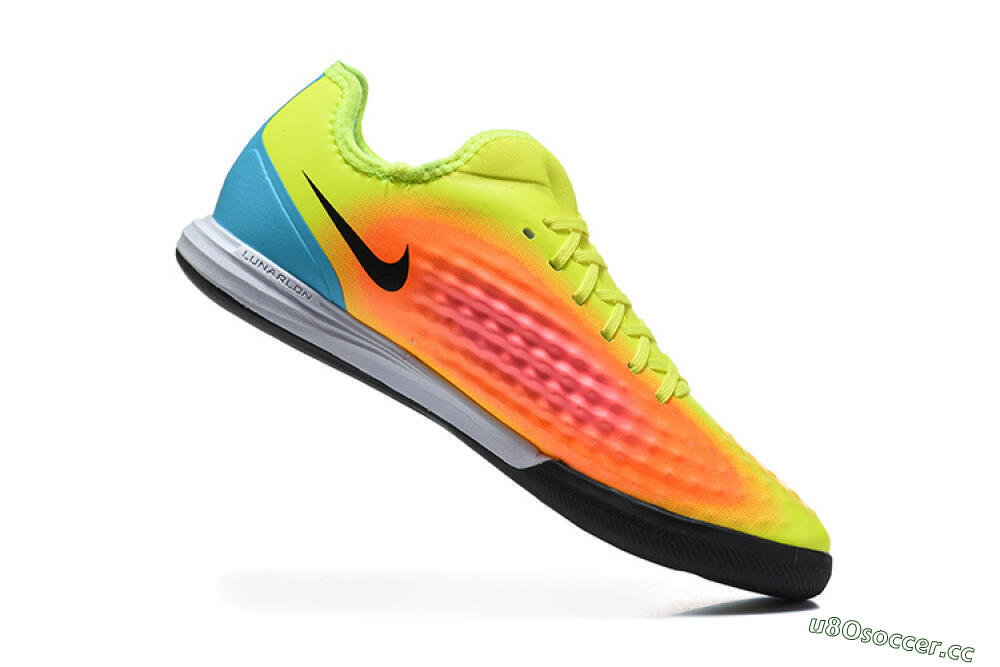 Men's Nike MagistaX Finale 2 IC Indoor & Futsal Low-Tops Football Shoes - Yellow/Neon Green/Fiery Orange 7