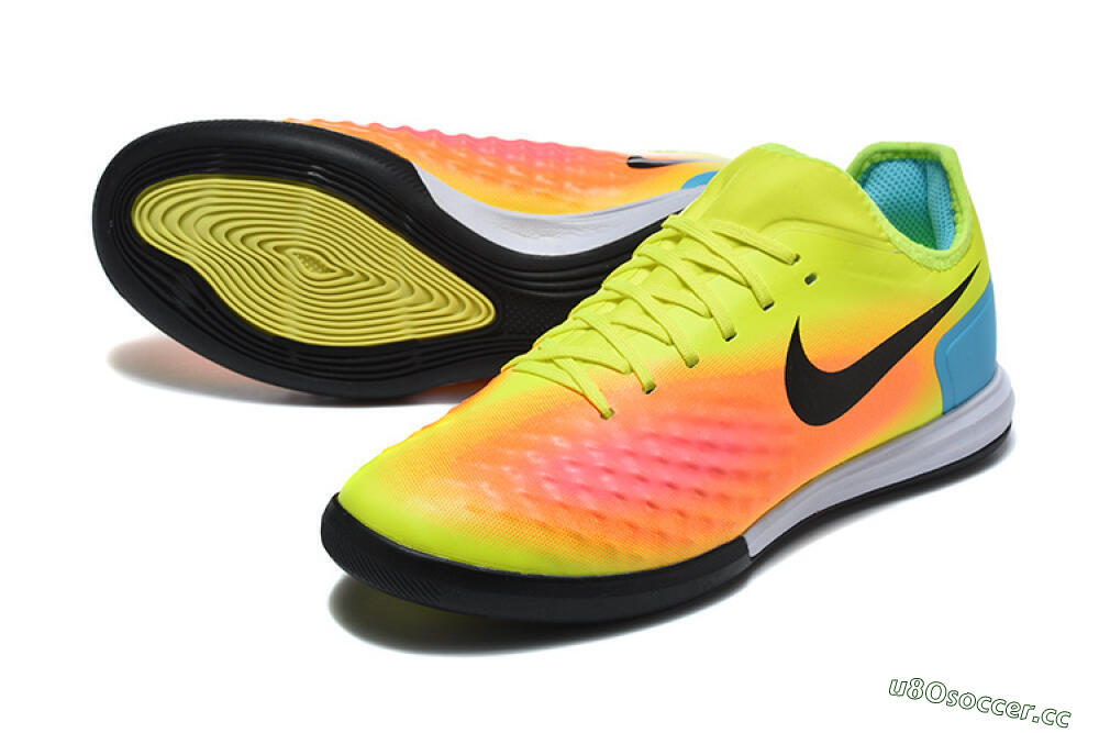 Men's Nike MagistaX Finale 2 IC Indoor & Futsal Low-Tops Football Shoes - Yellow/Neon Green/Fiery Orange 3