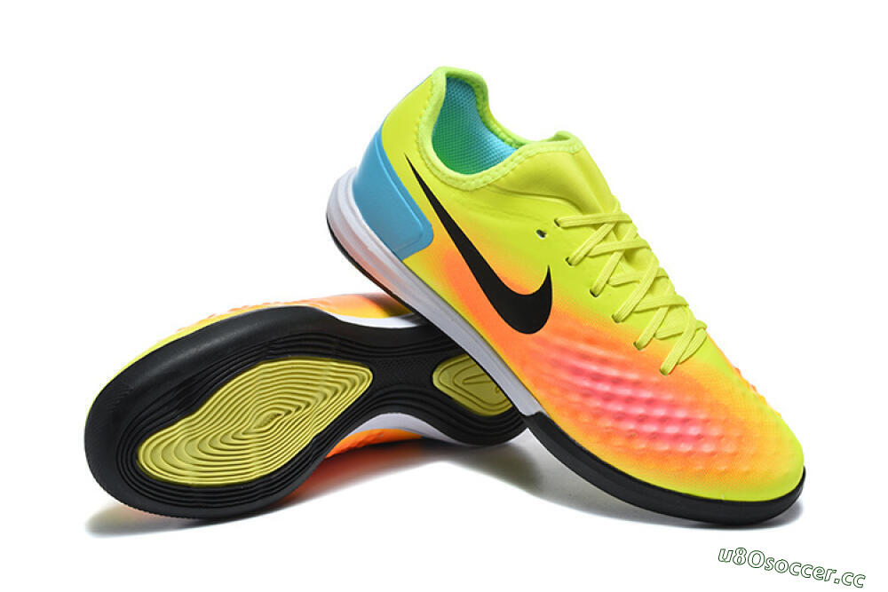 Men's Nike MagistaX Finale 2 IC Indoor & Futsal Low-Tops Football Shoes - Yellow/Neon Green/Fiery Orange 4