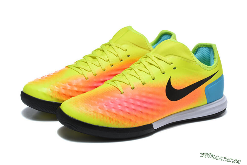 Men's Nike MagistaX Finale 2 IC Indoor & Futsal Low-Tops Football Shoes - Yellow/Neon Green/Fiery Orange 5