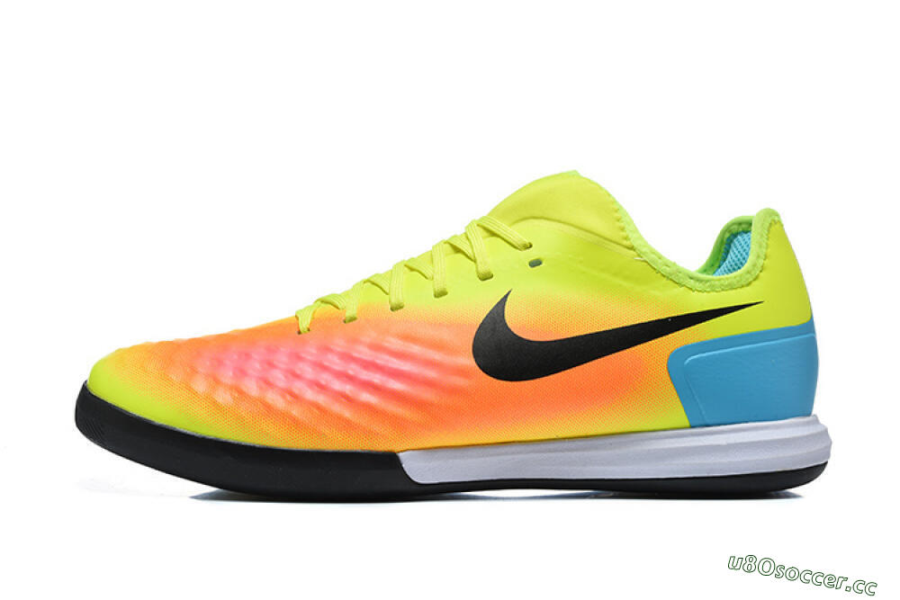 Men's Nike MagistaX Finale 2 IC Indoor & Futsal Low-Tops Football Shoes - Yellow/Neon Green/Fiery Orange 0
