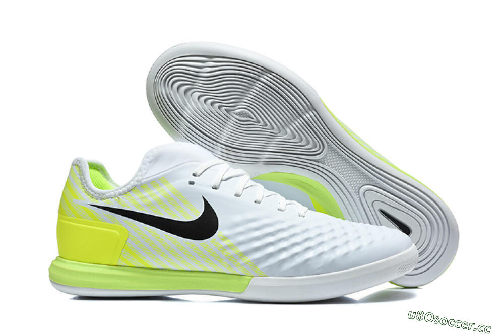 Men's Nike MagistaX Finale 2 IC Indoor & Futsal Low-Tops Football Shoes - White/Lime Green/Black 2
