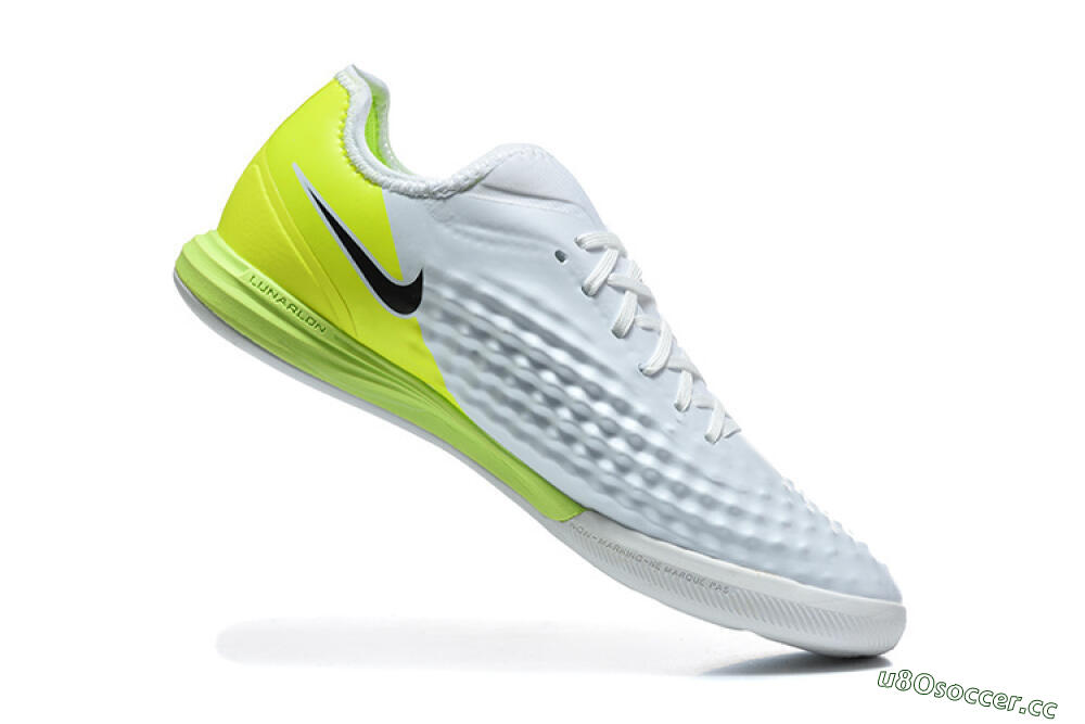 Men's Nike MagistaX Finale 2 IC Indoor & Futsal Low-Tops Football Shoes - White/Lime Green/Black 7