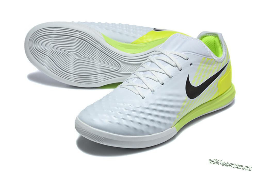 Men's Nike MagistaX Finale 2 IC Indoor & Futsal Low-Tops Football Shoes - White/Lime Green/Black 3
