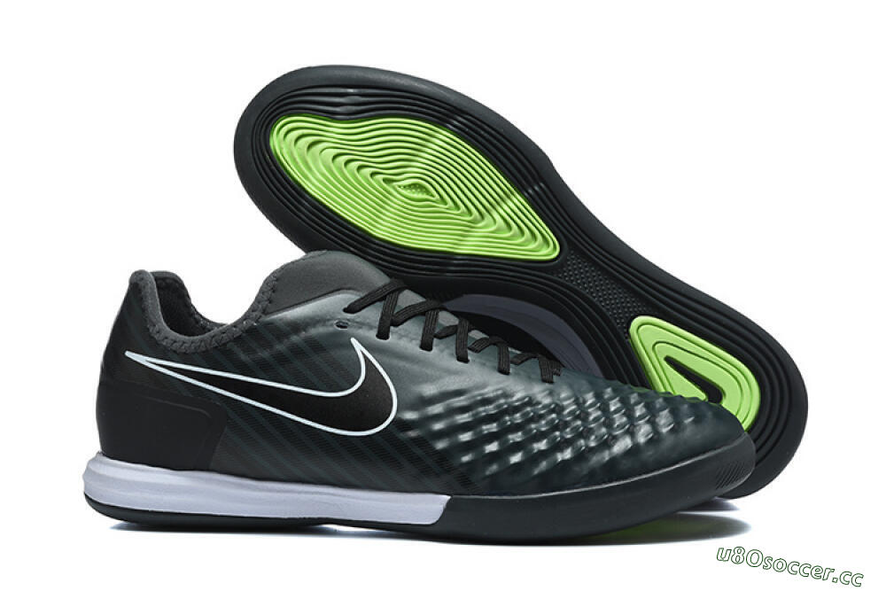 Men's Nike MagistaX Finale 2 IC Indoor & Futsal Low-Tops Football Shoes - Black/Vibrant Green/White 2