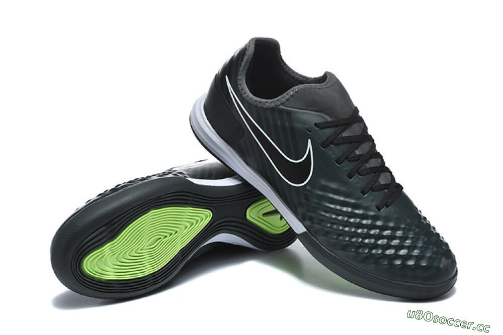 Men's Nike MagistaX Finale 2 IC Indoor & Futsal Low-Tops Football Shoes - Black/Vibrant Green/White 4