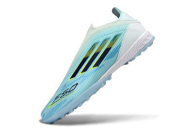 Men's Adidas F50 Elite Laceless TF Artificial Turf Low-Tops Football Shoes - Aqua/Sky Blue/Neon Yellow