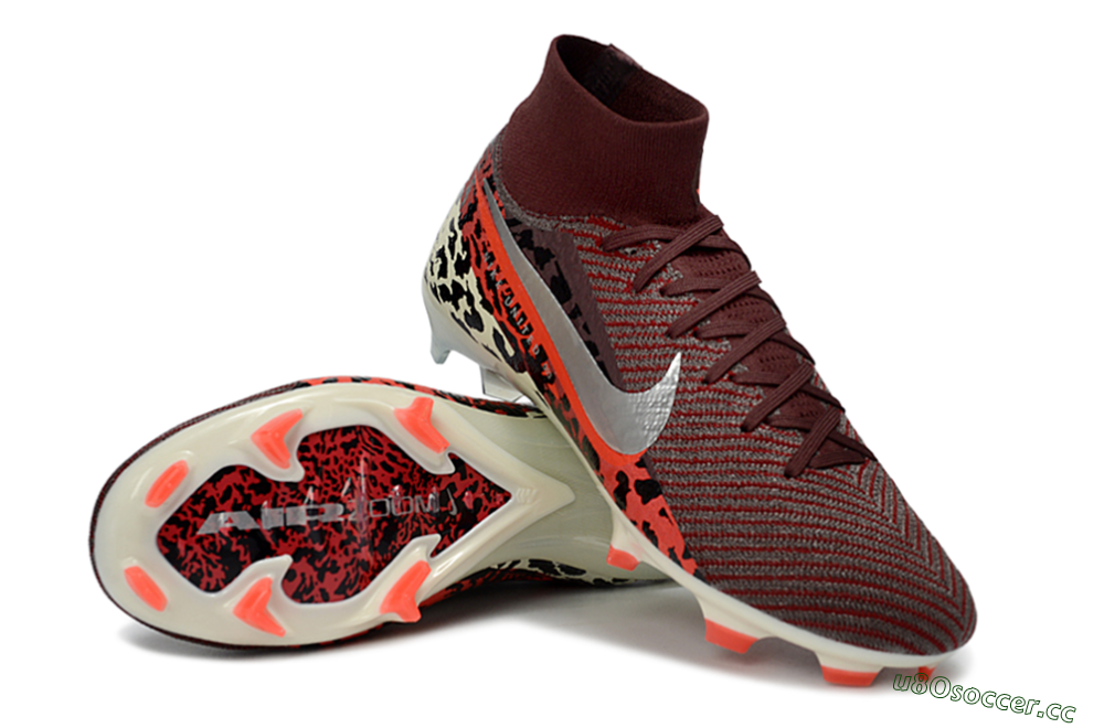 Men's Nike Air Zoom Mercurial Superfly 10 Elite FG Firm Ground High-Tops Football Boots - Maroon/Scarlet Blaze/Crimson Spice 4