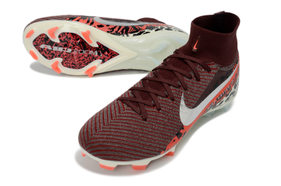 Men's Nike Air Zoom Mercurial Superfly 10 Elite FG Firm Ground High-Tops Football Boots - Maroon/Scarlet Blaze/Crimson Spice
