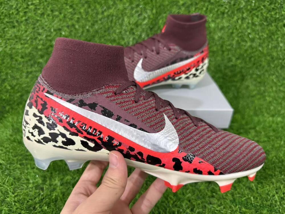 Men's Nike Air Zoom Mercurial Superfly 10 Elite FG Firm Ground High-Tops Football Boots - Maroon/Scarlet Blaze/Crimson Spice