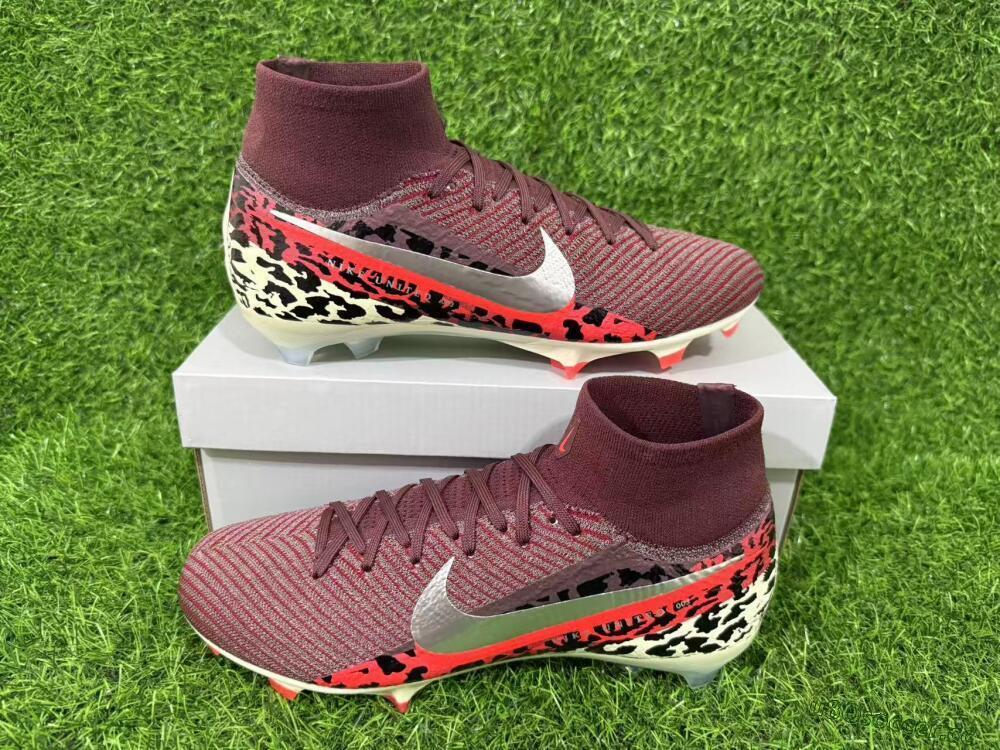 Men's Nike Air Zoom Mercurial Superfly 10 Elite FG Firm Ground High-Tops Football Boots - Maroon/Scarlet Blaze/Crimson Spice