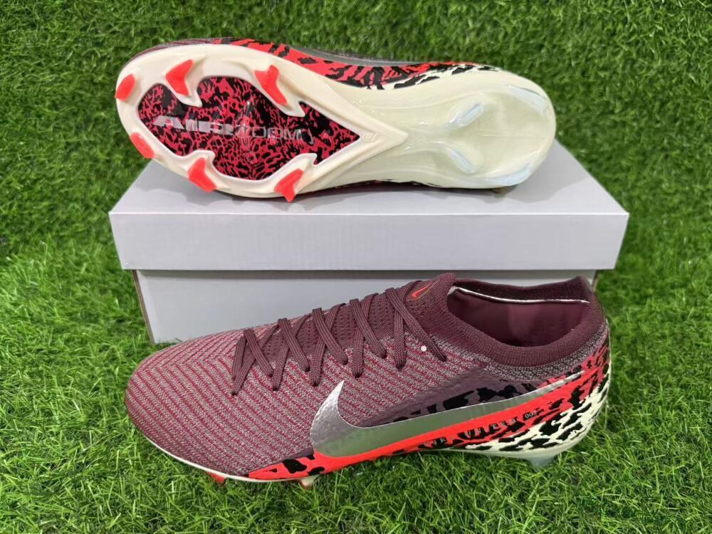 Men's Nike Air Zoom Mercurial Vapor 16 Elite FG Firm Ground Low-Tops Football Boots - Maroon/Fiery Red/Muted Ivory