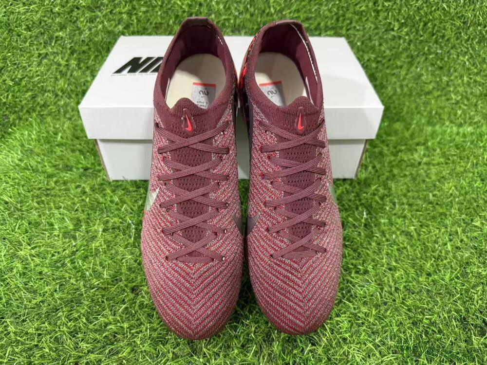 Men's Nike Air Zoom Mercurial Vapor 16 Elite FG Firm Ground Low-Tops Football Boots - Maroon/Fiery Red/Muted Ivory
