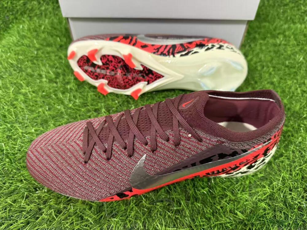 Men's Nike Air Zoom Mercurial Vapor 16 Elite FG Firm Ground Low-Tops Football Boots - Maroon/Fiery Red/Muted Ivory