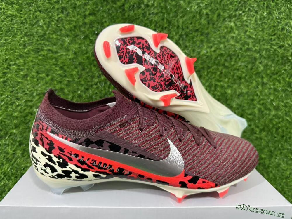 Men's Nike Air Zoom Mercurial Vapor 16 Elite FG Firm Ground Low-Tops Football Boots - Maroon/Fiery Red/Muted Ivory