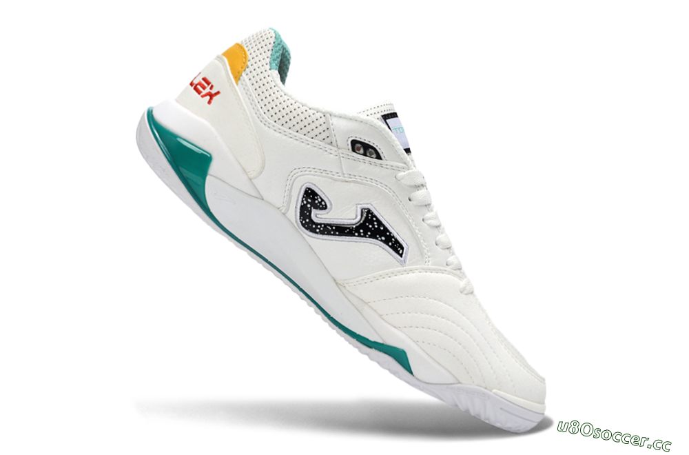 Men's Joma Top Flex IC Indoor & Futsal Low-Tops Football Shoes - White/Teal Splash/Golden Accent 4