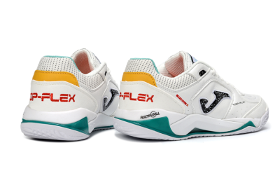 Men's Joma Top Flex IC Indoor & Futsal Low-Tops Football Shoes - White/Teal Splash/Golden Accent