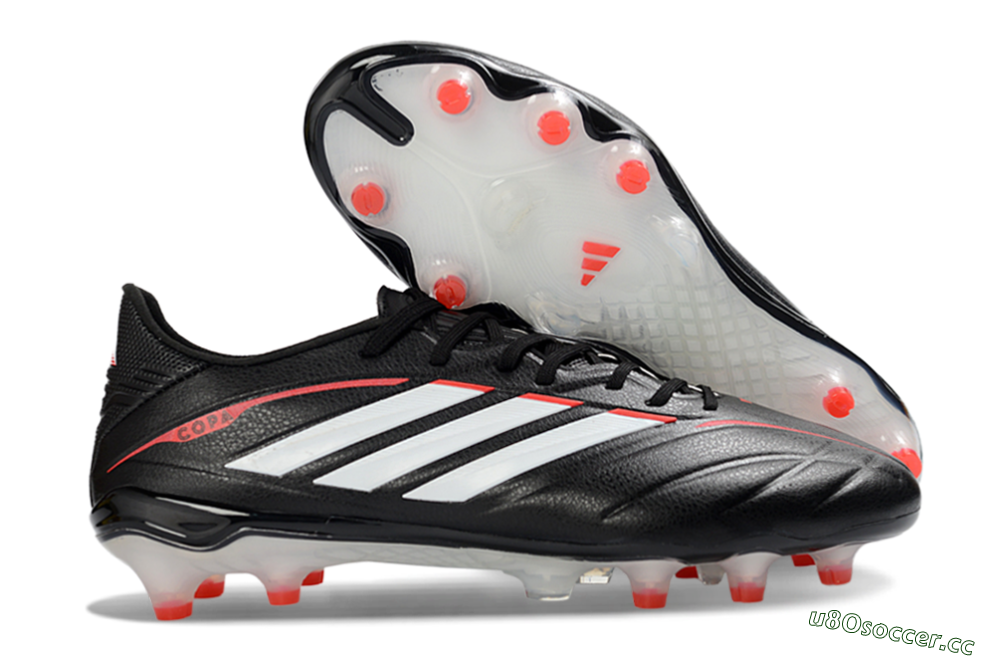 Men's Adidas Copa Pure 4 Elite FG Firm Ground Low-Tops Football Boots - Black/Crimson Red/White 2