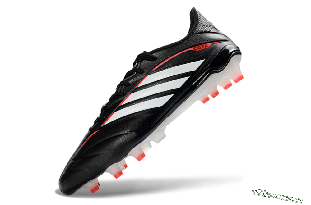 Men's Adidas Copa Pure 4 Elite FG Firm Ground Low-Tops Football Boots - Black/Crimson Red/White 5