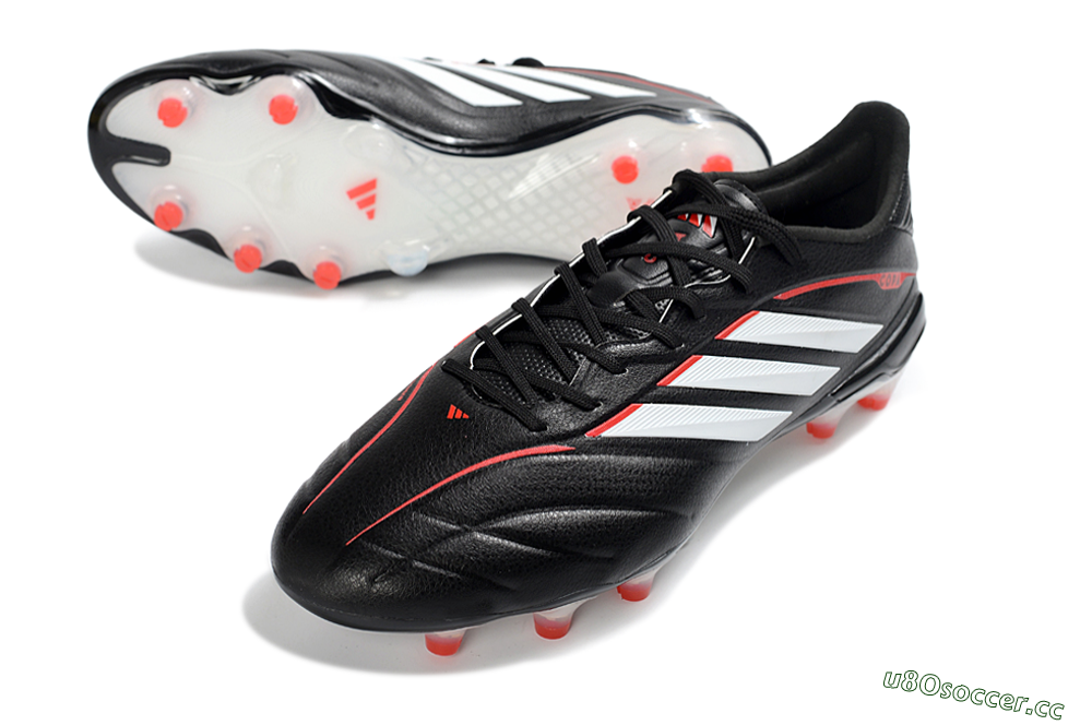 Men's Adidas Copa Pure 4 Elite FG Firm Ground Low-Tops Football Boots - Black/Crimson Red/White 3