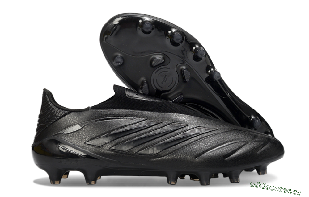 Men's Adidas Copa Pure 4 Elite Laceless FG Firm Ground Low-Tops Football Boots - Black/Midnight Black/Stealth Black 2