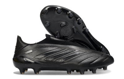 Men's Adidas Copa Pure 4 Elite Laceless FG Firm Ground Low-Tops Football Boots - Black/Midnight Black/Stealth Black