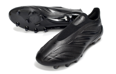 Men's Adidas Copa Pure 4 Elite Laceless FG Firm Ground Low-Tops Football Boots - Black/Midnight Black/Stealth Black