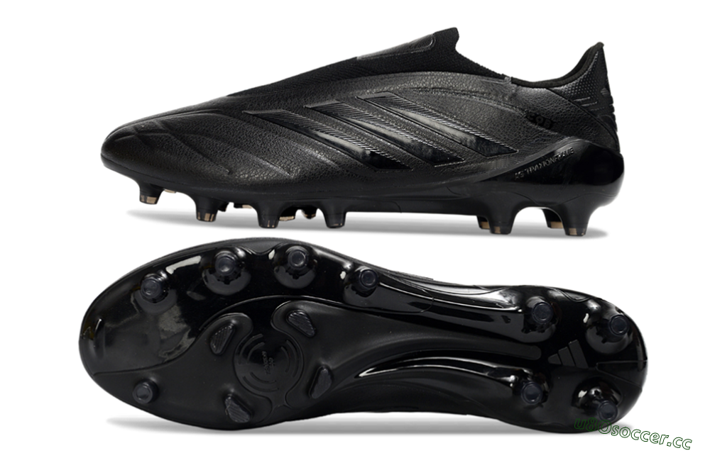 Men's Adidas Copa Pure 4 Elite Laceless FG Firm Ground Low-Tops Football Boots - Black/Midnight Black/Stealth Black 1