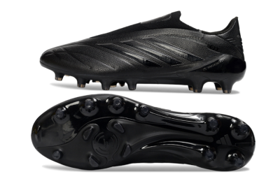 Men's Adidas Copa Pure 4 Elite Laceless FG Firm Ground Low-Tops Football Boots - Black/Midnight Black/Stealth Black