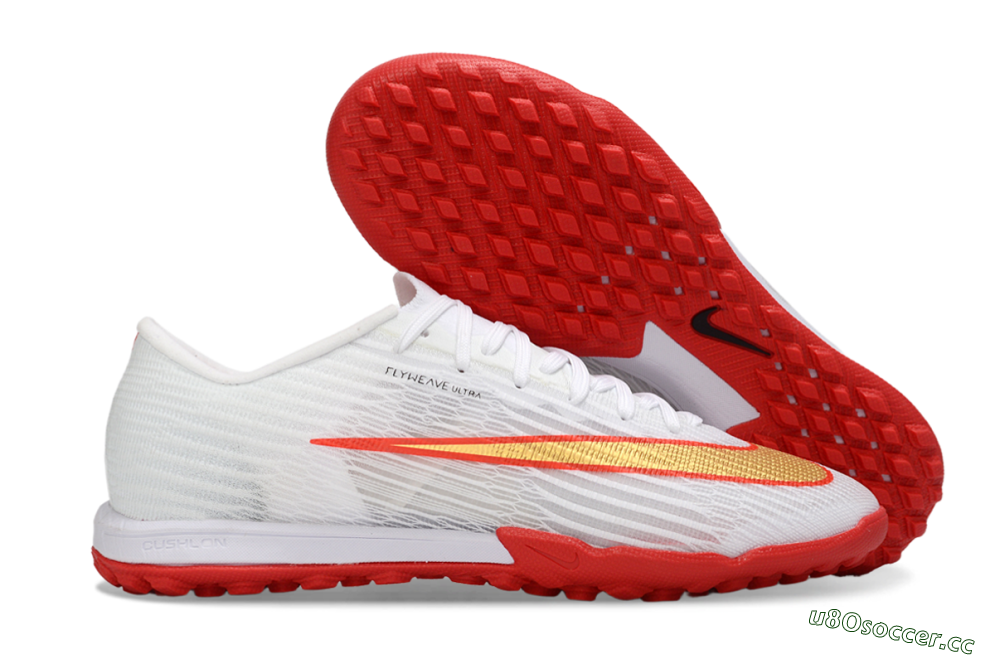 Men's Nike Air Zoom Mercurial Superfly 11 TF Artificial Turf Low-Tops Football Shoes - White/Fiery Red/Metallic Gold 2