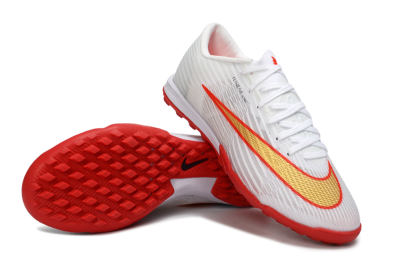 Men's Nike Air Zoom Mercurial Superfly 11 TF Artificial Turf Low-Tops Football Shoes - White/Fiery Red/Metallic Gold