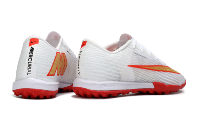 Men's Nike Air Zoom Mercurial Superfly 11 TF Artificial Turf Low-Tops Football Shoes - White/Fiery Red/Metallic Gold