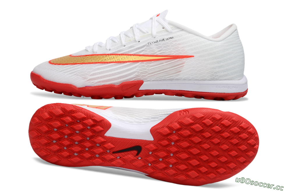 Men's Nike Air Zoom Mercurial Superfly 11 TF Artificial Turf Low-Tops Football Shoes - White/Fiery Red/Metallic Gold 1