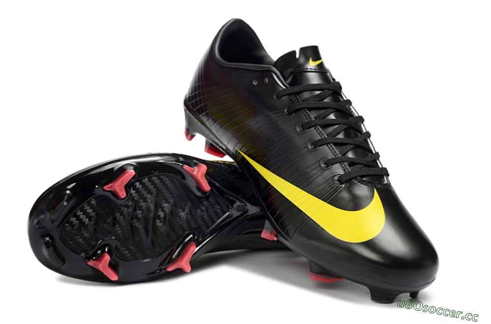 Men's CR7 x Nike Air Zoom Mercurial Vapor 16 Elite FG Firm Ground Low-Tops Football Boots - Black/Sunshine Yellow/Crimson Red 3