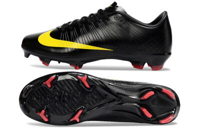 Men's CR7 x Nike Air Zoom Mercurial Vapor 16 Elite FG Firm Ground Low-Tops Football Boots - Black/Sunshine Yellow/Crimson Red