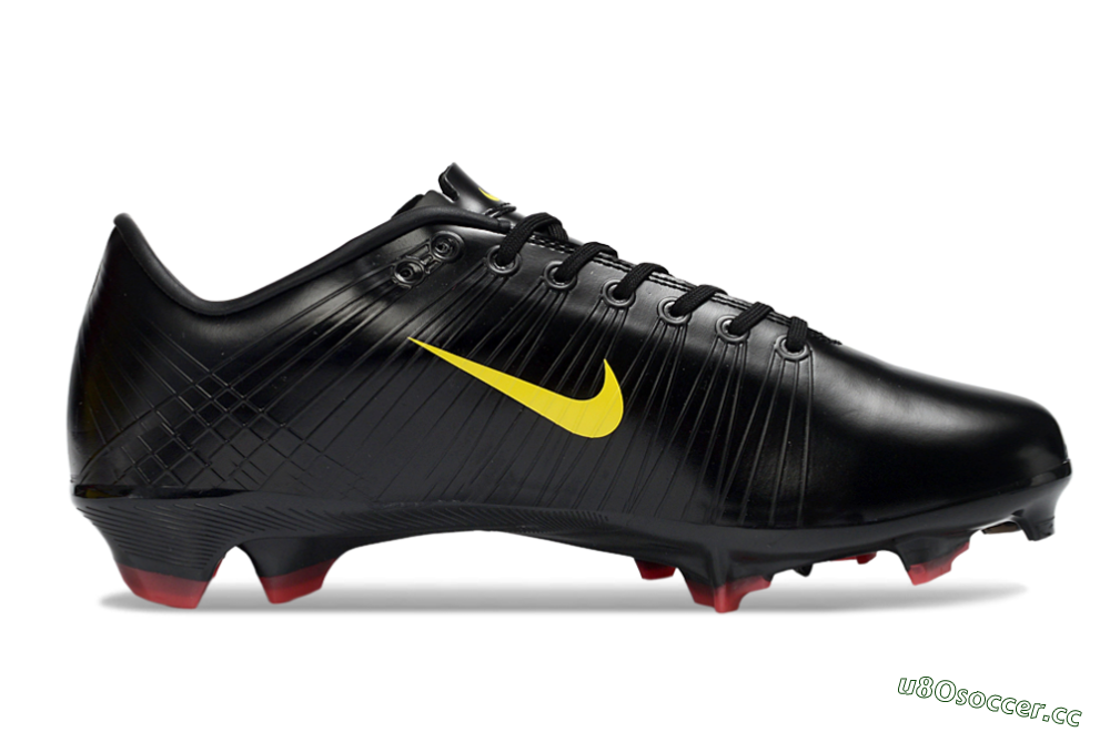 Men's CR7 x Nike Air Zoom Mercurial Vapor 16 Elite FG Firm Ground Low-Tops Football Boots - Black/Sunshine Yellow/Crimson Red 7
