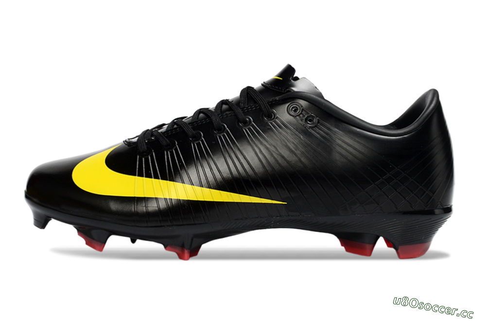 Men's CR7 x Nike Air Zoom Mercurial Vapor 16 Elite FG Firm Ground Low-Tops Football Boots - Black/Sunshine Yellow/Crimson Red 0
