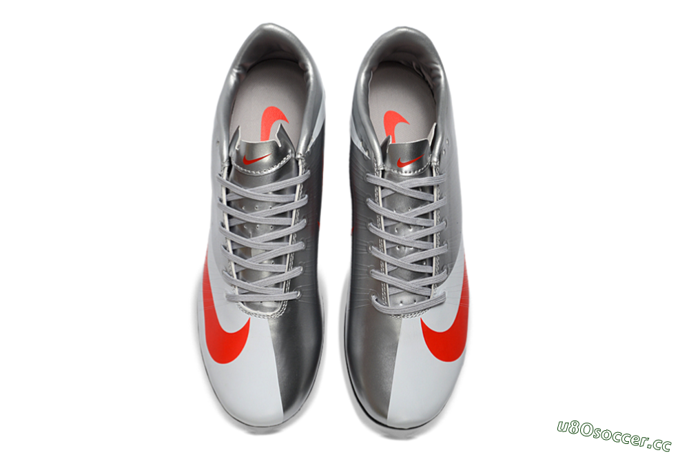 Men's CR7 x Nike Air Zoom Mercurial Vapor 16 Elite FG Firm Ground Low-Tops Football Boots - Silver/Fiery Red/Black 4