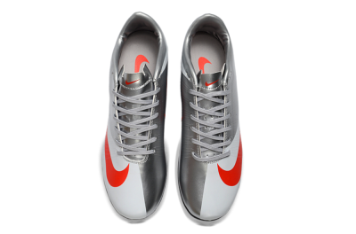 Men's CR7 x Nike Air Zoom Mercurial Vapor 16 Elite FG Firm Ground Low-Tops Football Boots - Silver/Fiery Red/Black