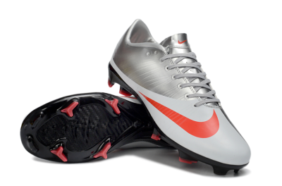 Men's CR7 x Nike Air Zoom Mercurial Vapor 16 Elite FG Firm Ground Low-Tops Football Boots - Silver/Fiery Red/Black