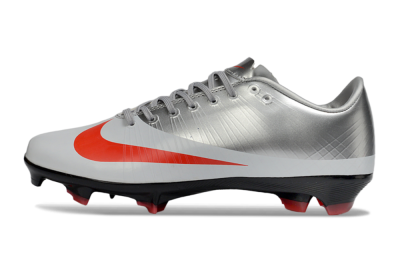 Men's CR7 x Nike Air Zoom Mercurial Vapor 16 Elite FG Firm Ground Low-Tops Football Boots - Silver/Fiery Red/Black