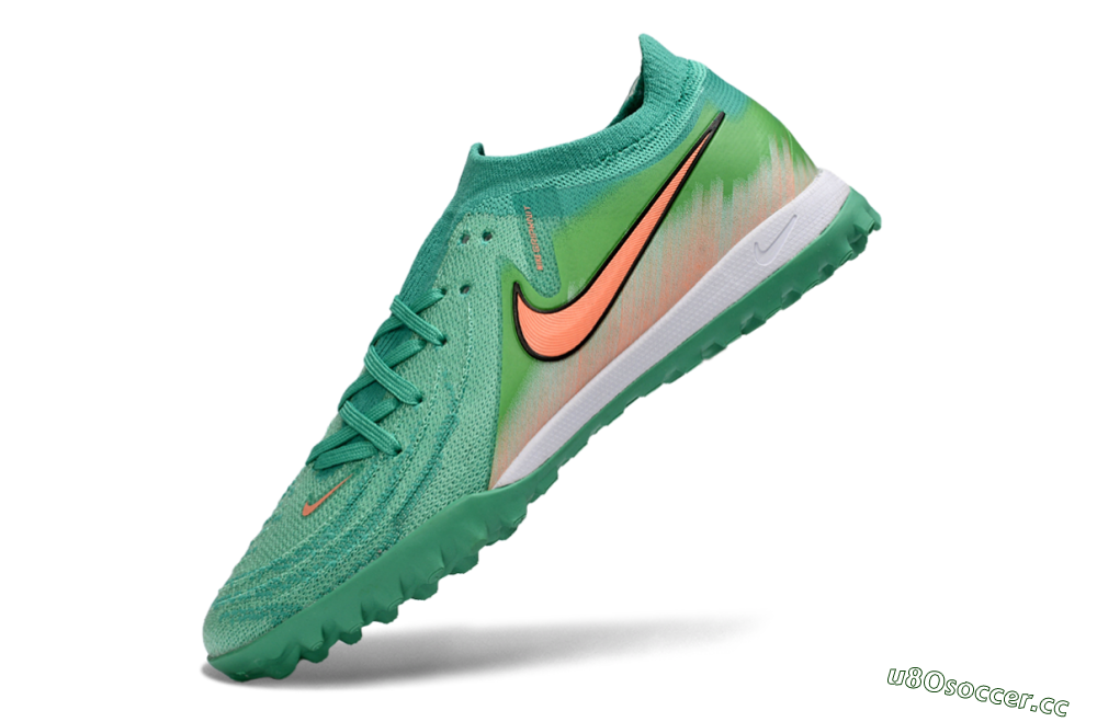 Men's Nike Phantom GX 2 Elite TF Artificial Turf Low-Tops Football Shoes - Green/Coral Splash/Tropical Mint 5