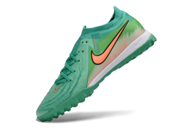 Men's Nike Phantom GX 2 Elite TF Artificial Turf Low-Tops Football Shoes - Green/Coral Splash/Tropical Mint
