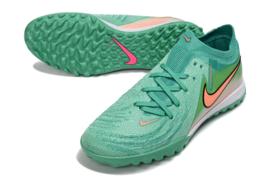 Men's Nike Phantom GX 2 Elite TF Artificial Turf Low-Tops Football Shoes - Green/Coral Splash/Tropical Mint
