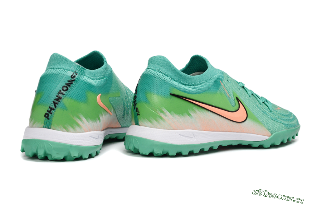 Men's Nike Phantom GX 2 Elite TF Artificial Turf Low-Tops Football Shoes - Green/Coral Splash/Tropical Mint 6
